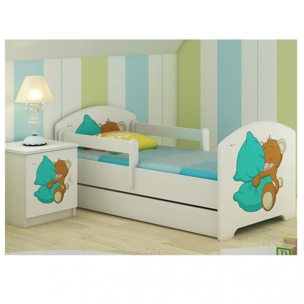 Кровать Мишка с подушкой 160x80 140x80 140x70 160x70  с ящиком 